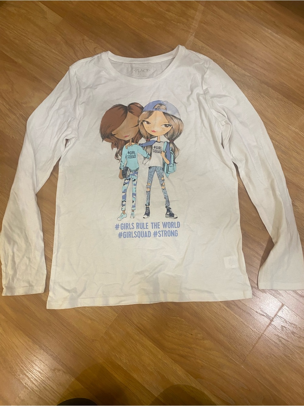 Place White Long-Sleeve Tee with Girls Squad Graphic